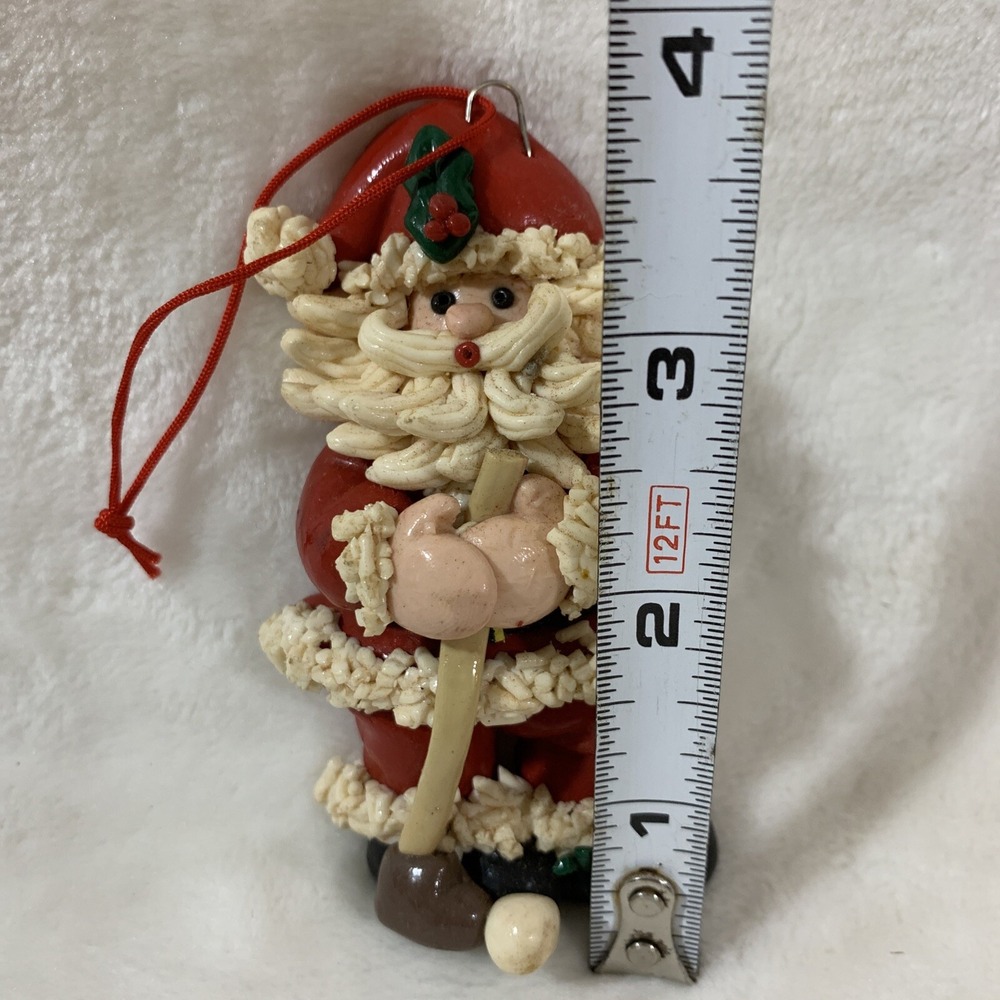 Vintage Glazed Dough Type Christmas Ornament Spaghetti Beard Golf Golfer Santa - Picture 11 of 12